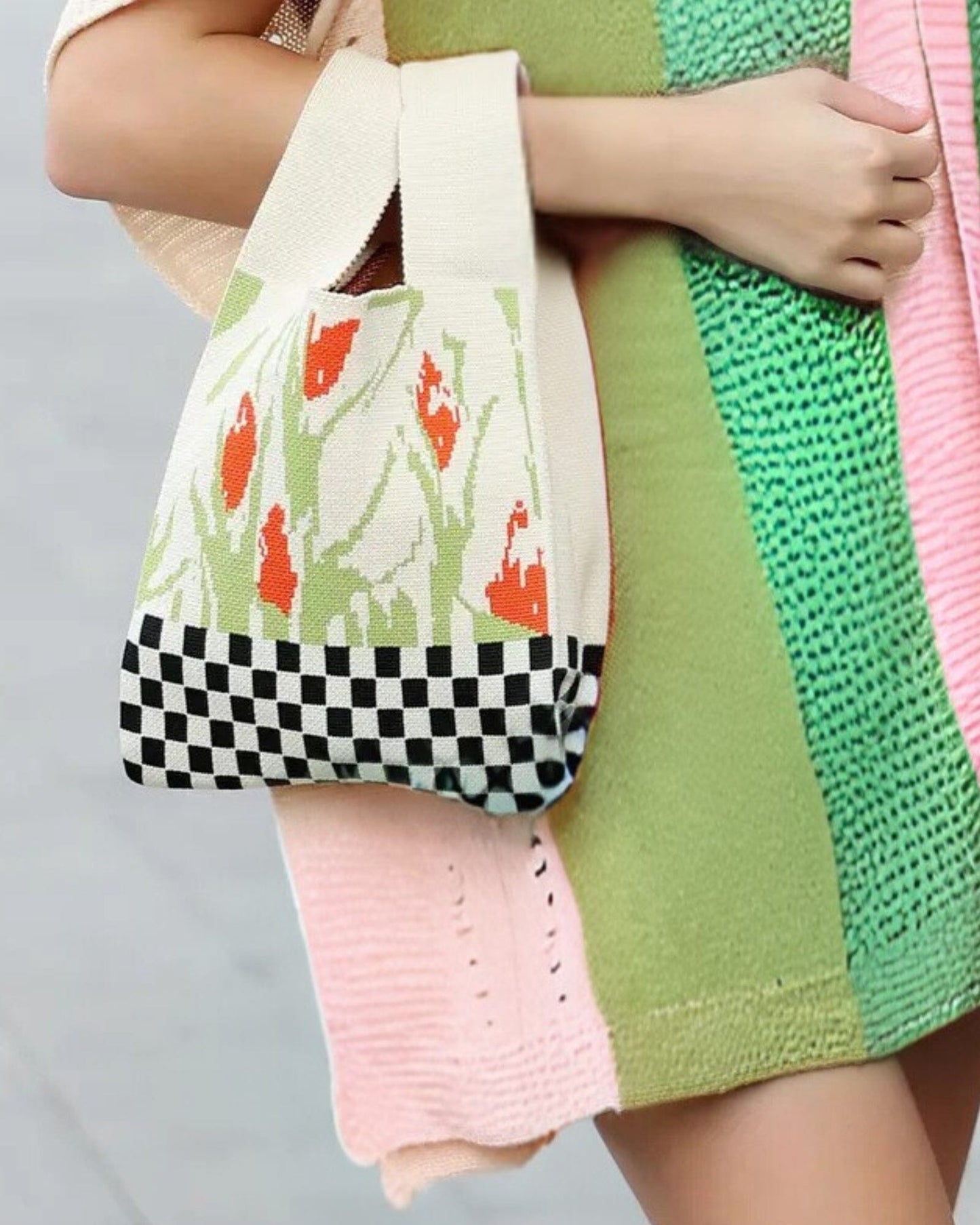 AustralCraft Quality Knit Tote Bag – Garden Party Checkerboard AustralCraft Tote Bag Great Functional Goods