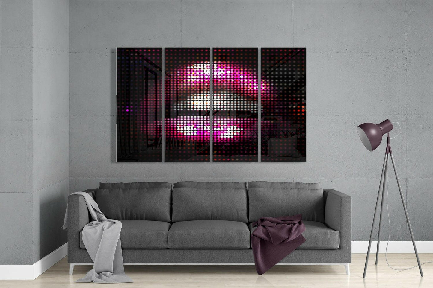 Lips 4 Pieces Mega Glass Wall Art (59"x36") Wall Decoration Insigne