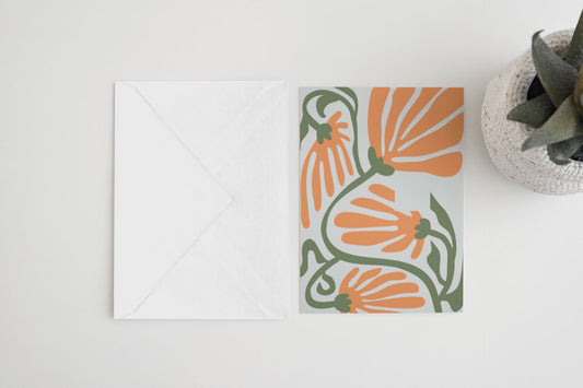 Abstract Flora Whimsy Postcard | Eco-Friendly Postcards Great Functional Goods 