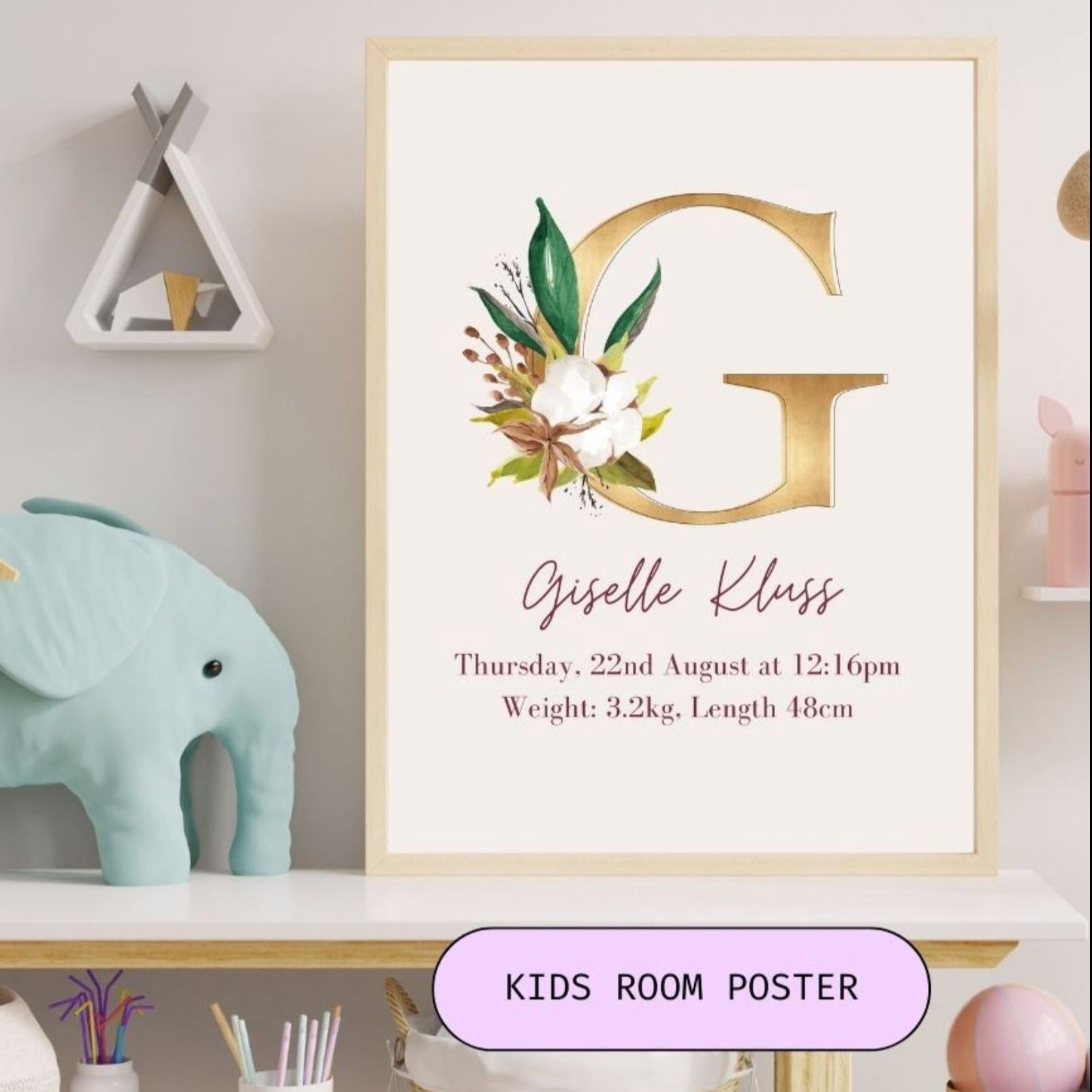 Birth Announcement Art Print PERSONALISED ART PRINT Great Functional Goods 