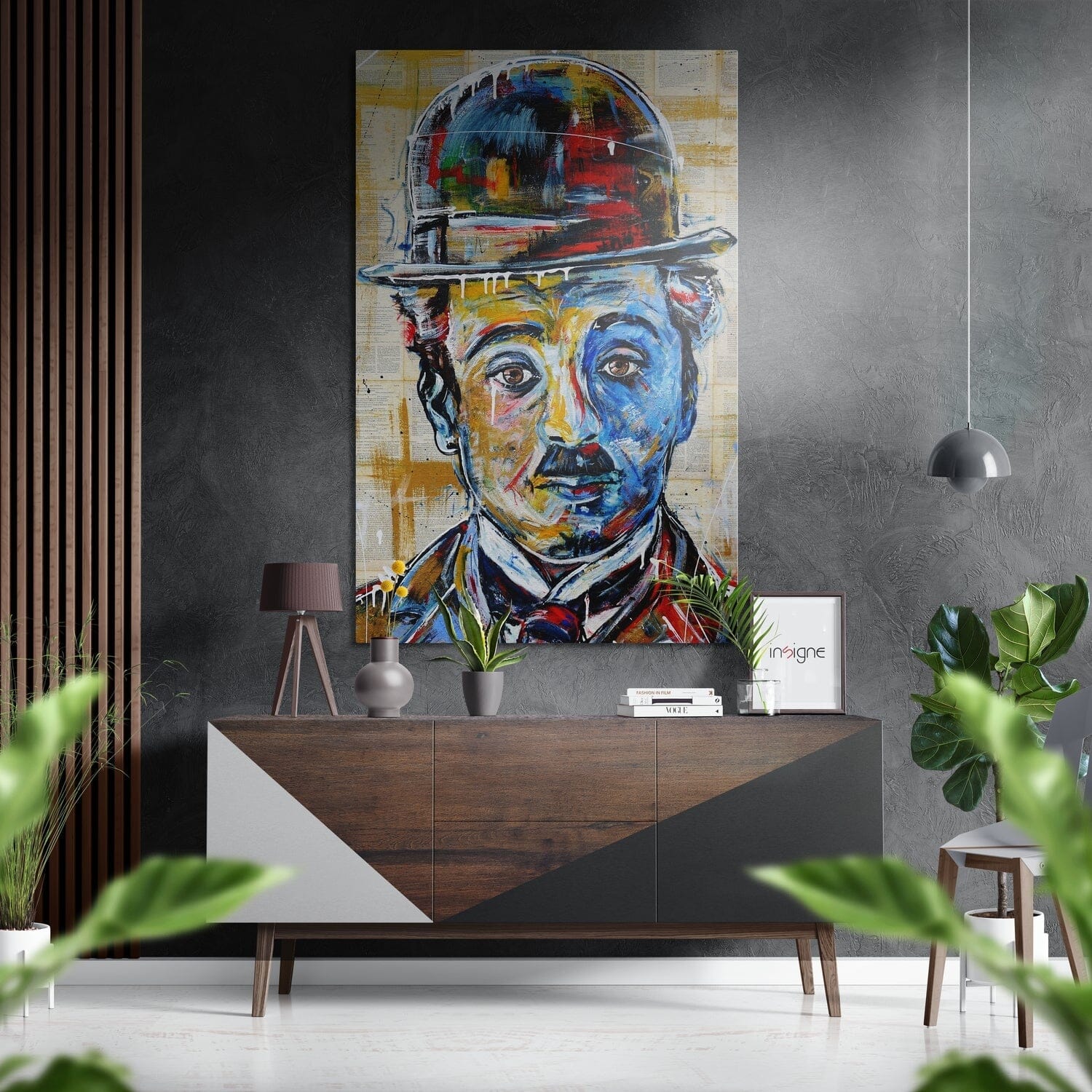 Charlie Chaplin Brushed Aluminium Dibond Wall Art Metal Wall Art Insigne 