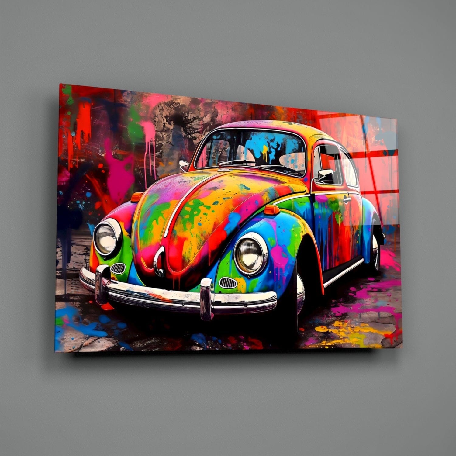 Colorful VW Glass Wall Art || Designer Collection Wall Decoration Insigne 