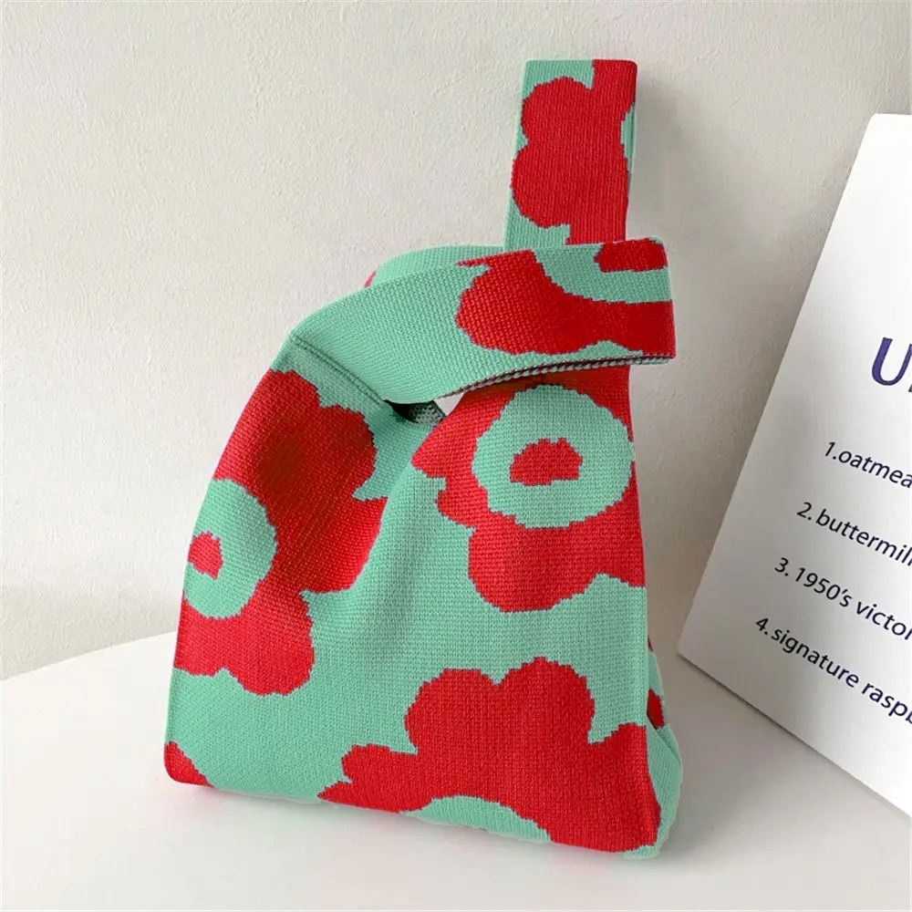 AustralCraft Quality Knit Tote Bag - Flower Puff Green/Red – Great ...