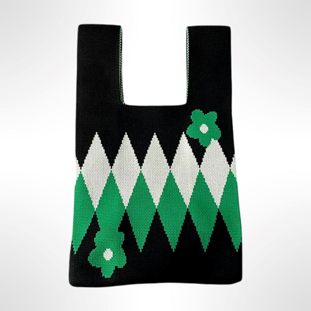 Geometric Rhombus Flower (Green/White) AustralCraft Tote Bag AustralCraft Tote Bag Great Functional Goods 