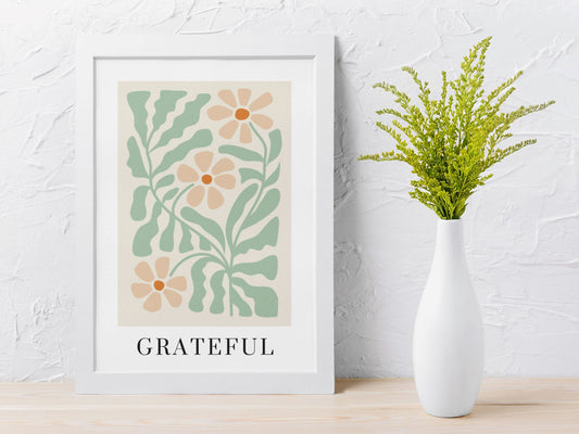Grateful Floral Elegance Art Print Wall Art Print Great Functional Goods 