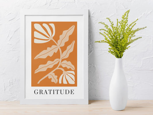 Gratitude Leaf Motif Art Print Wall Art Print Great Functional Goods 
