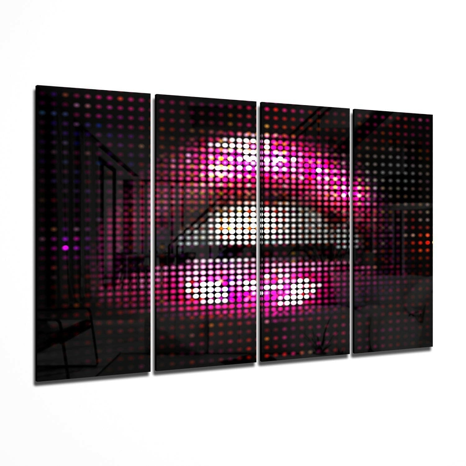 Lips 4 Pieces Mega Glass Wall Art (59"x36") Wall Decoration Insigne 