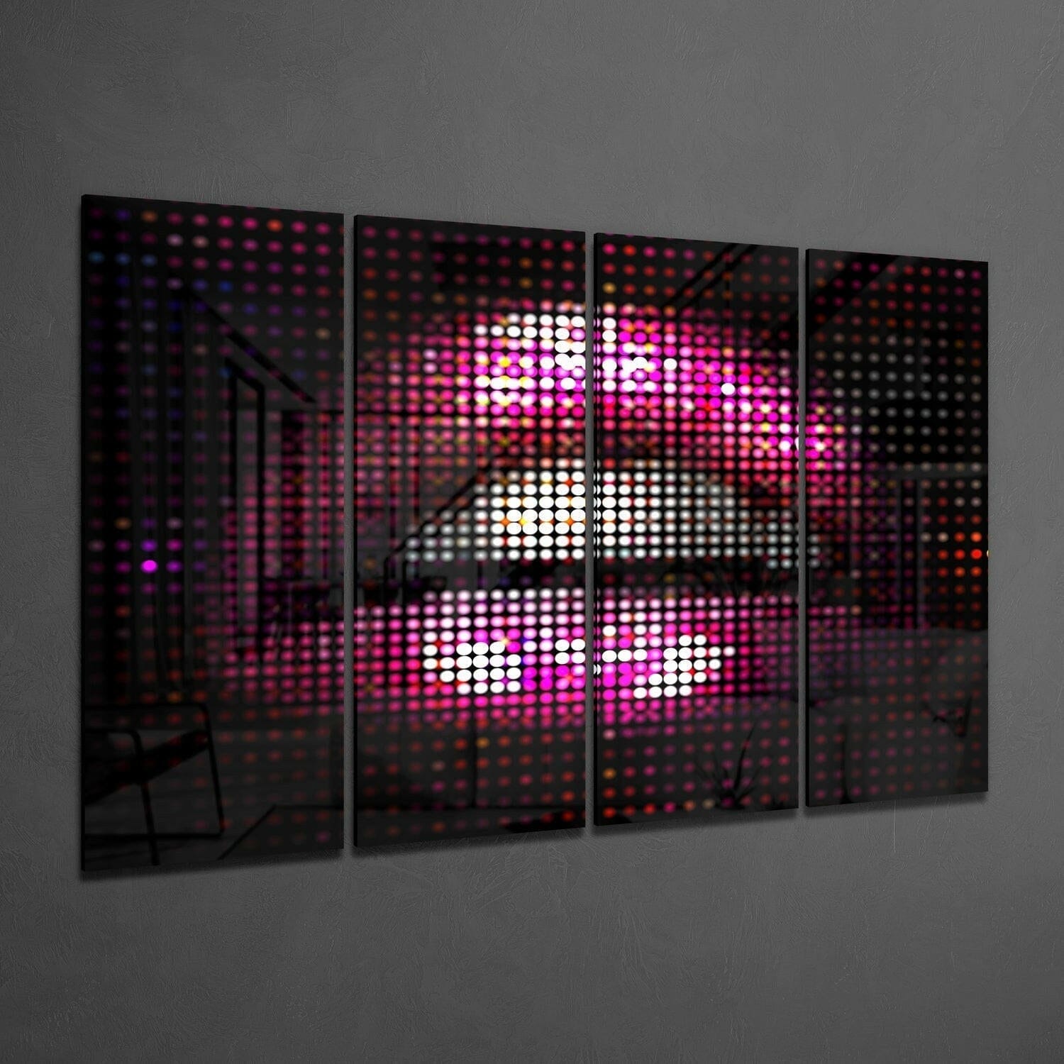 Lips 4 Pieces Mega Glass Wall Art (59"x36") Wall Decoration Insigne 