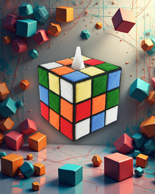 Magic Cube Tissue Box Latch Hook Kit Punch Needle Kit Great Functional Goods 