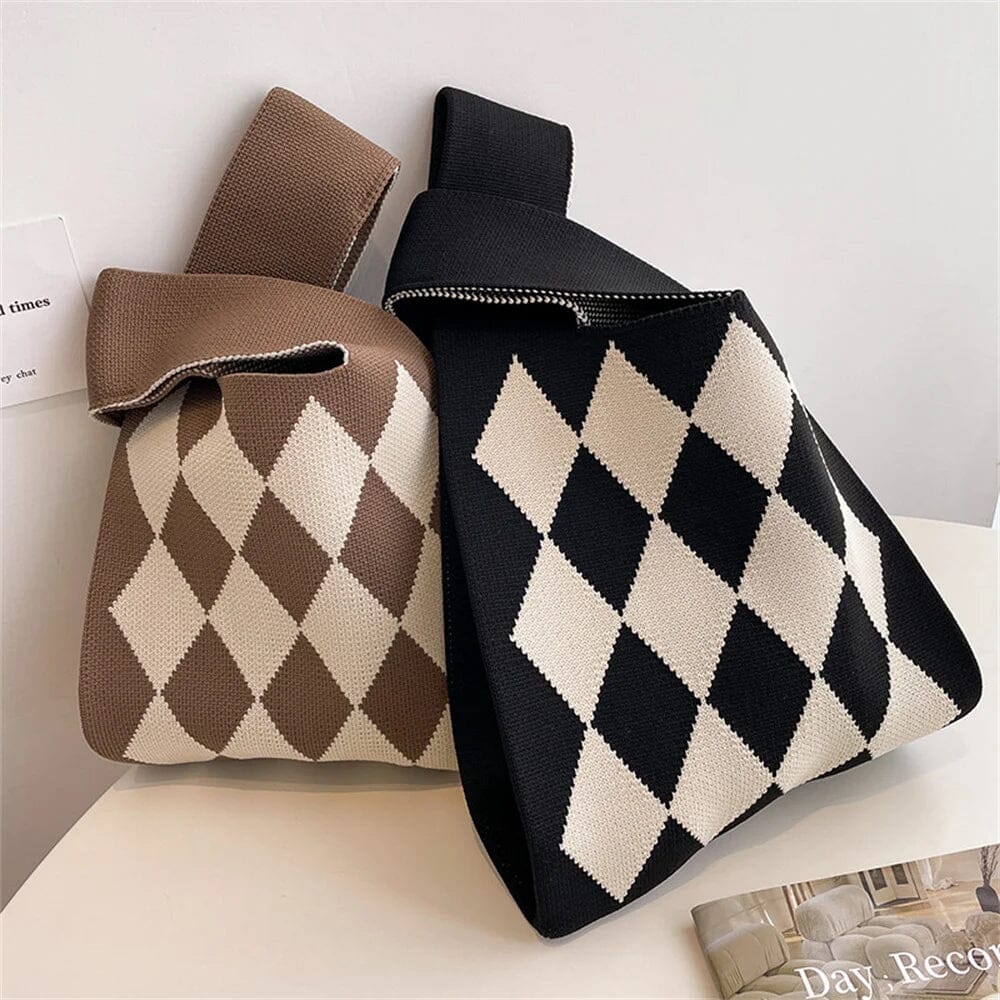 NEW: Milla Argyle Tote Bag in Black White Pattern AustralCraft Tote Bag Great Functional Goods 