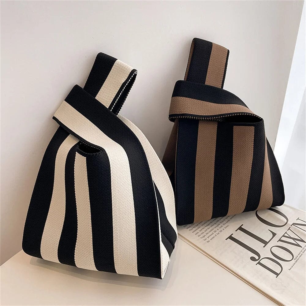 NEW: Stella Horizontal Tote Bag in Black & Tan Stripe AustralCraft Tote Bag Great Functional Goods 