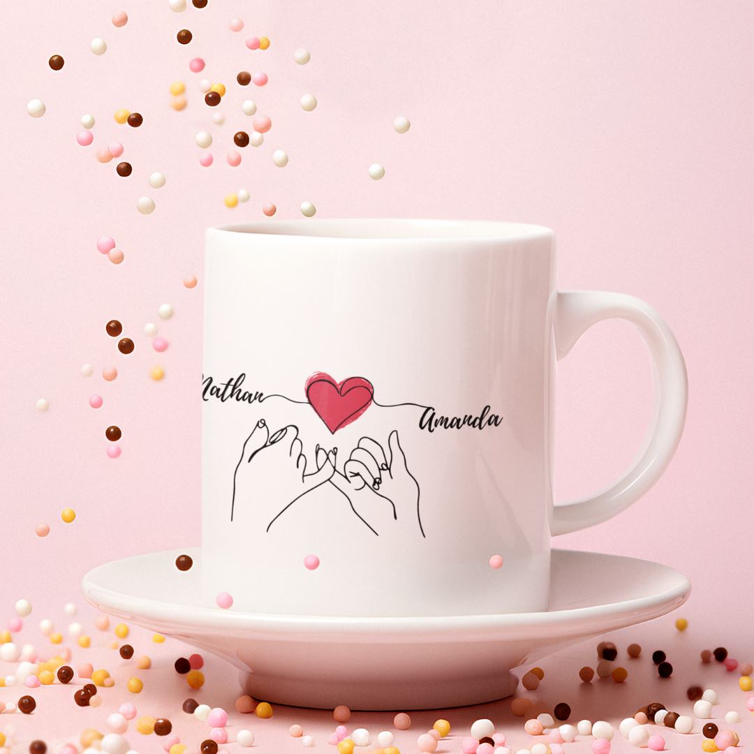 Personalised Heart In Between Mug Set Personalised Mug Great Functional Goods 