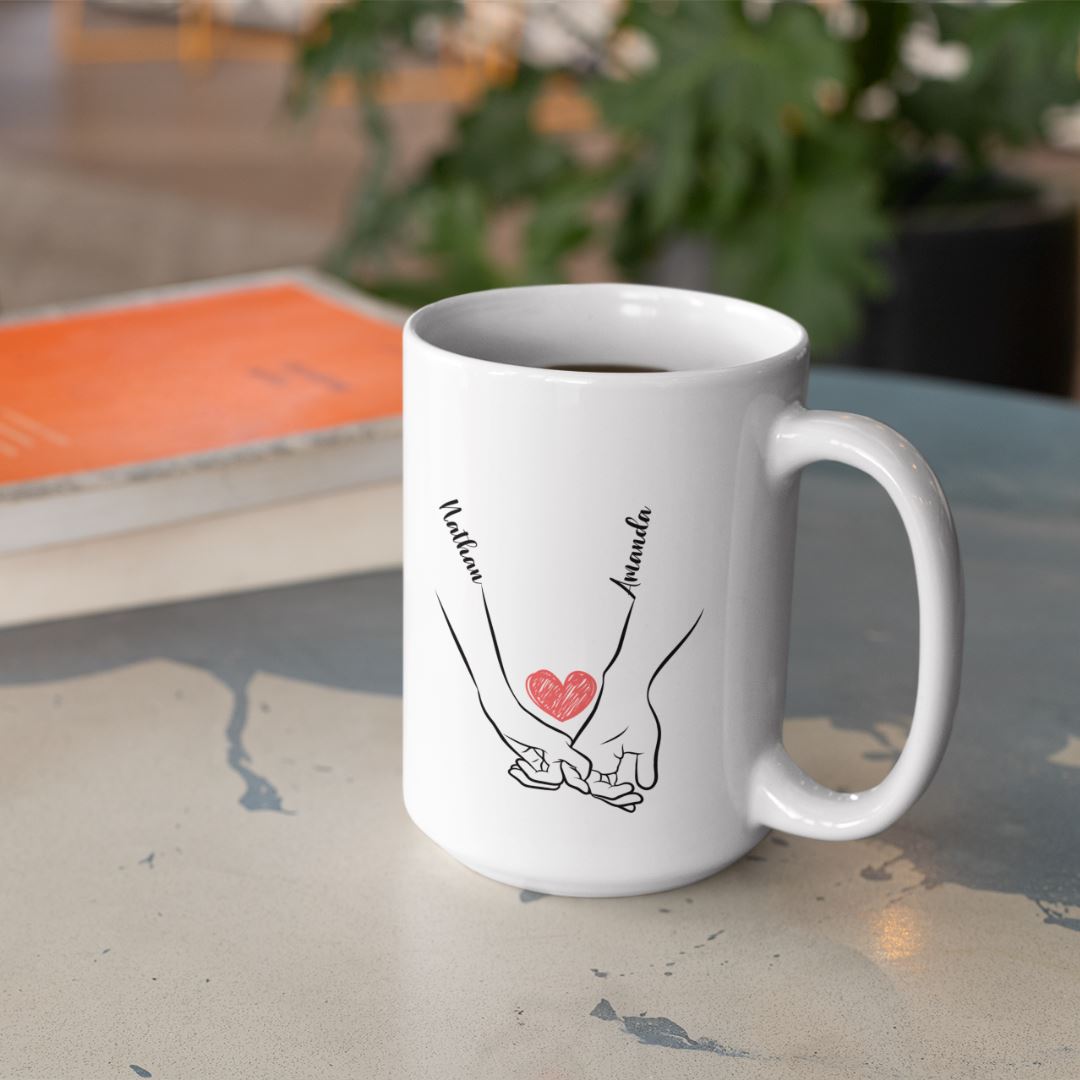 Personalised Heart In Between Mug Set Personalised Mug Great Functional Goods 