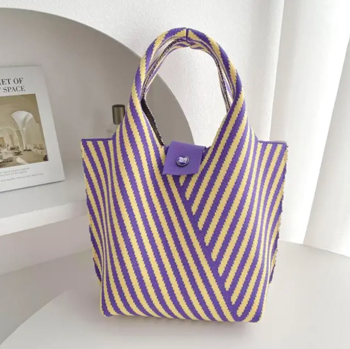PREORDER: Janie Corrugation Knitted Shoulder Regal Purple AustralCraft Tote Bag AustralCraft Tote Bag Great Functional Goods 