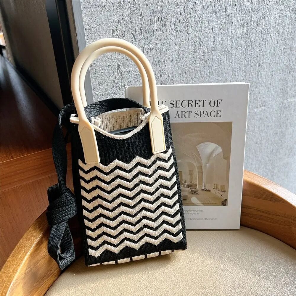 PREORDER: Maisey Zigzag Knitted Black AustralCraft Tote Bag AustralCraft Tote Bag Great Functional Goods 