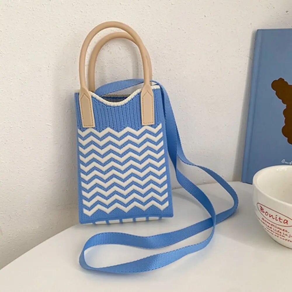 PREORDER: Maisey Zigzag Knitted Blue AustralCraft Tote Bag AustralCraft Tote Bag Great Functional Goods 