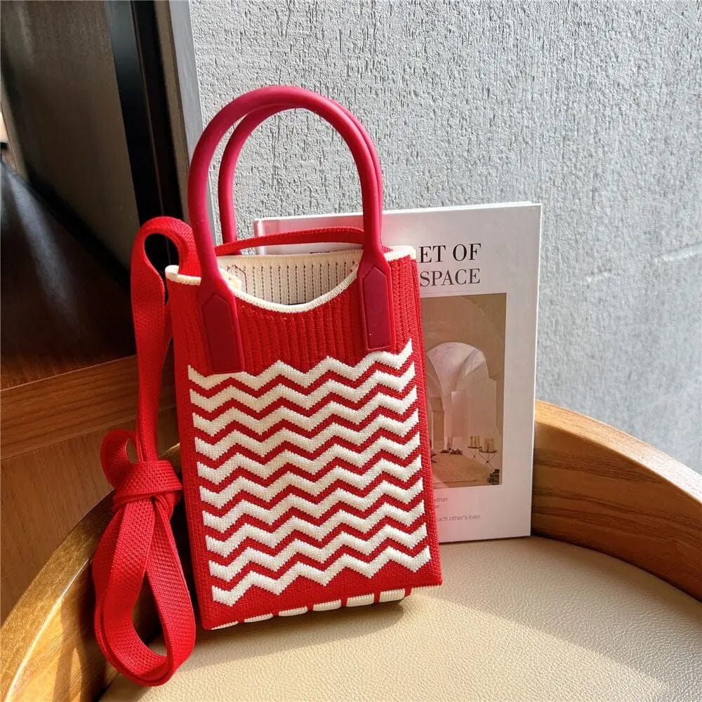 PREORDER: Maisey Zigzag Knitted Red AustralCraft Tote Bag AustralCraft Tote Bag Great Functional Goods 