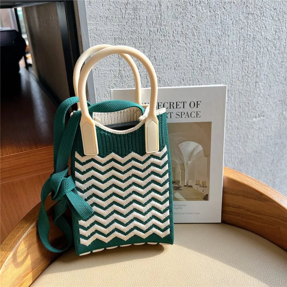 PREORDER: Maisey Zigzag Knitted Turquoise AustralCraft Tote Bag AustralCraft Tote Bag Great Functional Goods 
