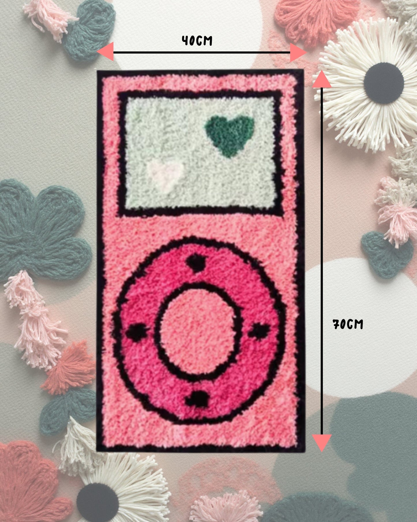 Retro Pop Floor Rug Latch Hook Kit – Pink Player Edition Punch Needle Kit Great Functional Goods 