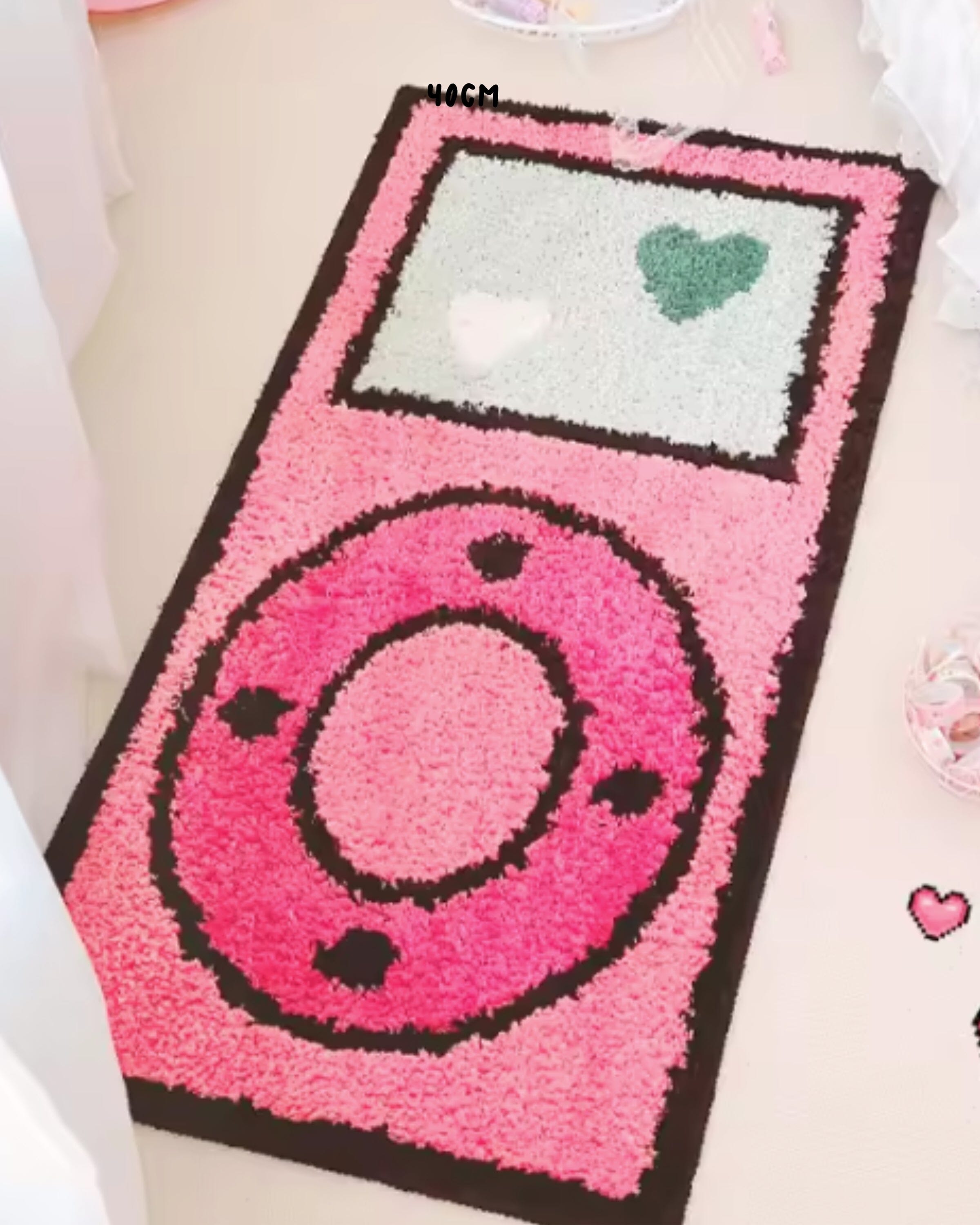 Retro Pop Floor Rug Latch Hook Kit – Pink Player Edition Punch Needle Kit Great Functional Goods 