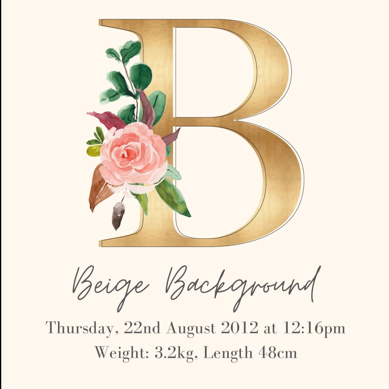 Personalised Birth Announcement - Art Print PERSONALISED BIRTH ANNOUNCEMENT ART PRINT Great Functional Goods Beige 