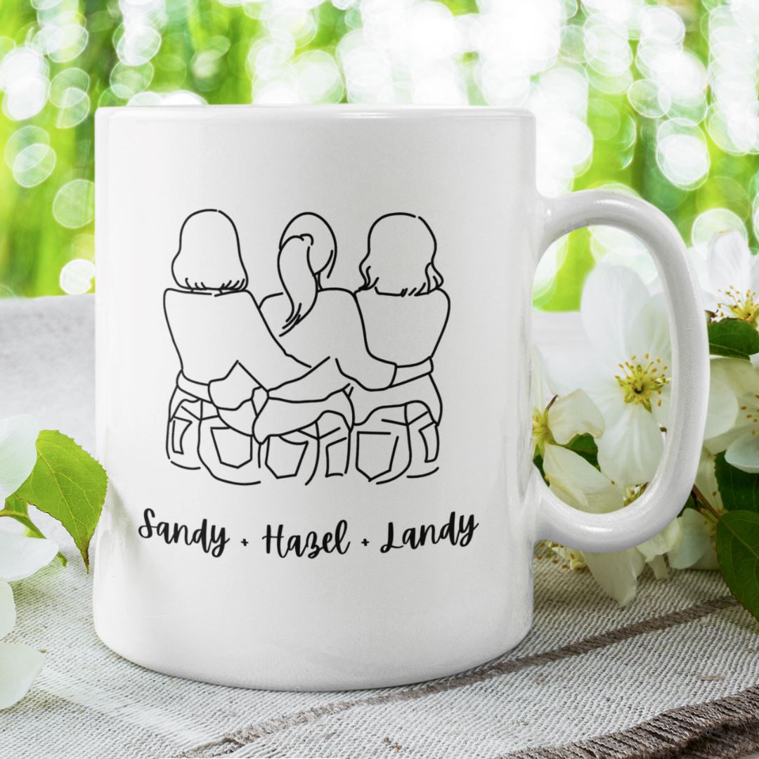 Personalised Portrait Line Art Mug Personalised Portrait Line Art Mug Great Functional Goods 3 person / pets 