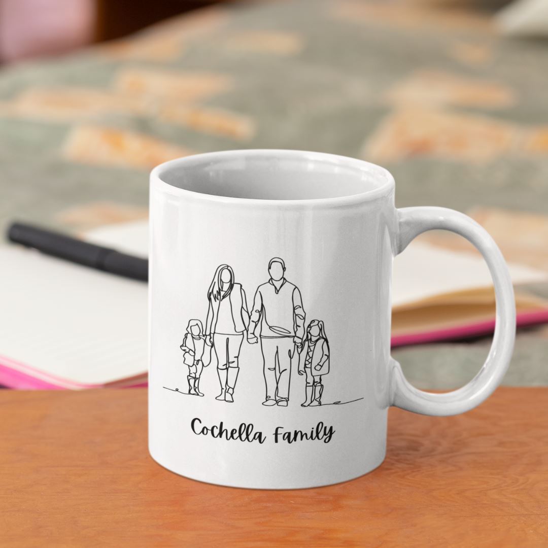 Personalised Portrait Line Art Mug Personalised Portrait Line Art Mug Great Functional Goods 4 person / pets 