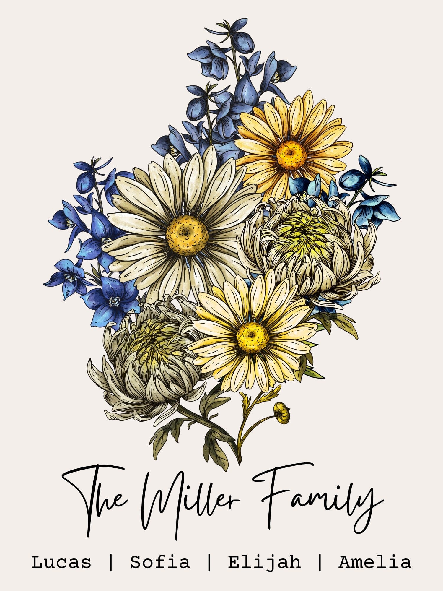 Personalized Birth Month Flower Art Print PERSONALISED ART PRINT Great Functional Goods 