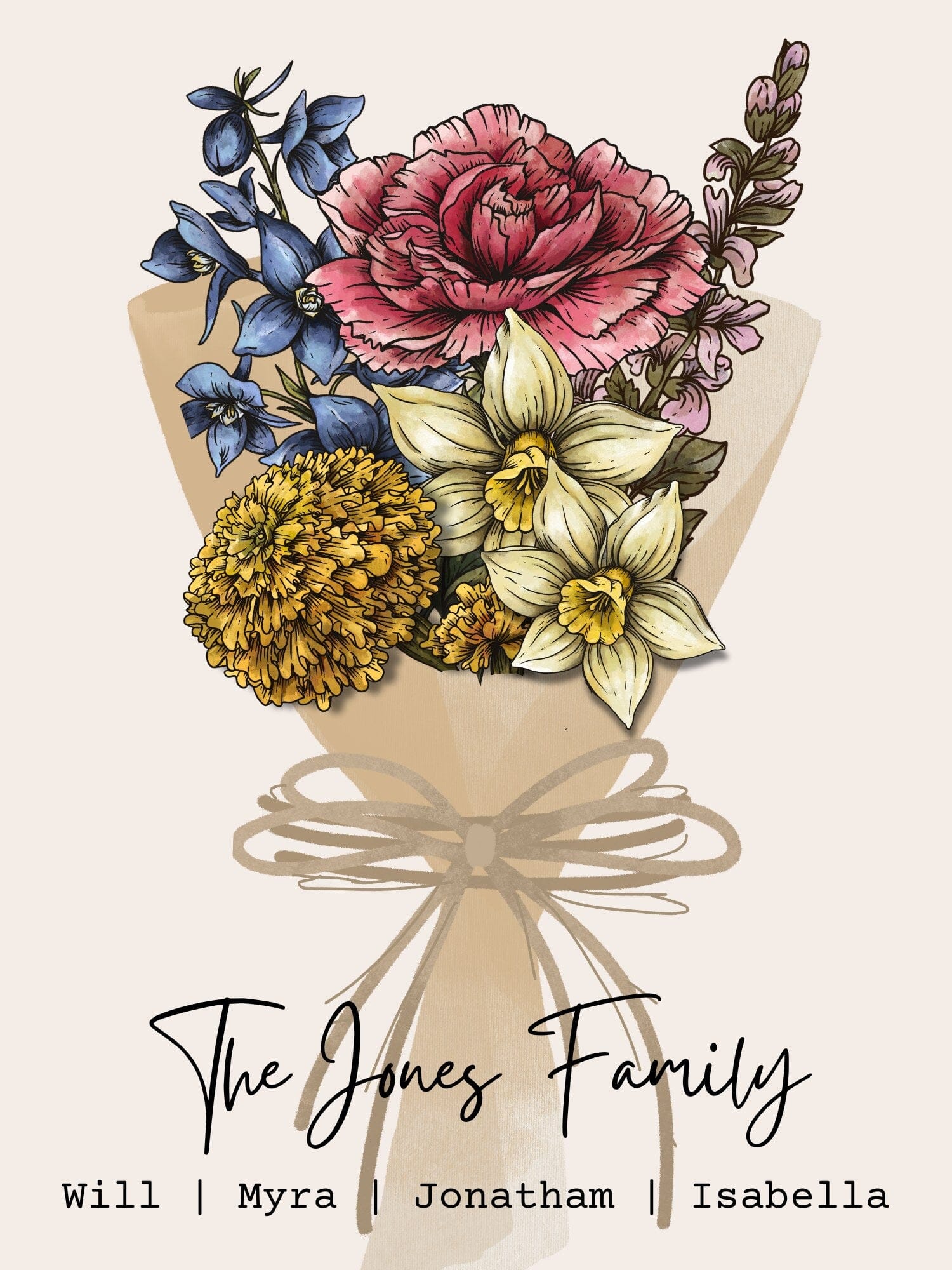 Personalized Birth Month Flower Art Print PERSONALISED ART PRINT Great Functional Goods 